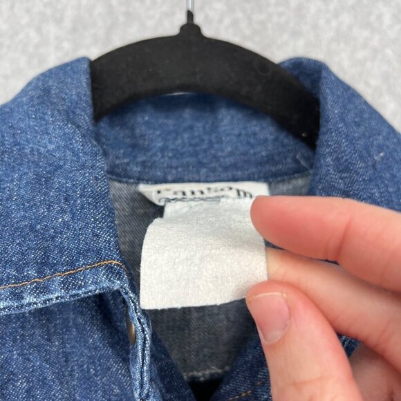 Ransom Vtg 70s Midi Denim Dress Size 6 Dark Blue Wash Snap Front Pockets Modest - Picture 9 of 14